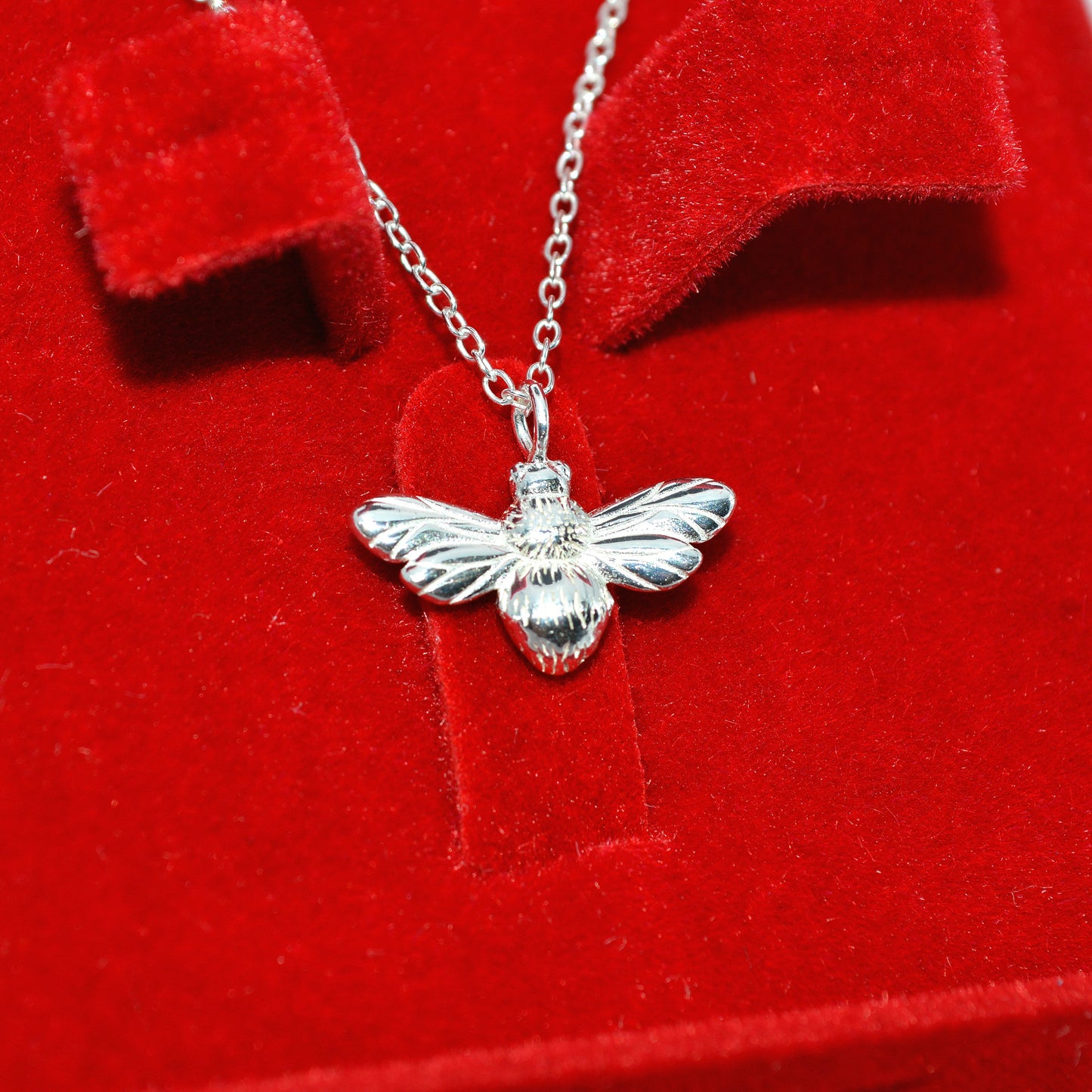 Sterling Silver - BumbleBee Necklace right tilt inside box