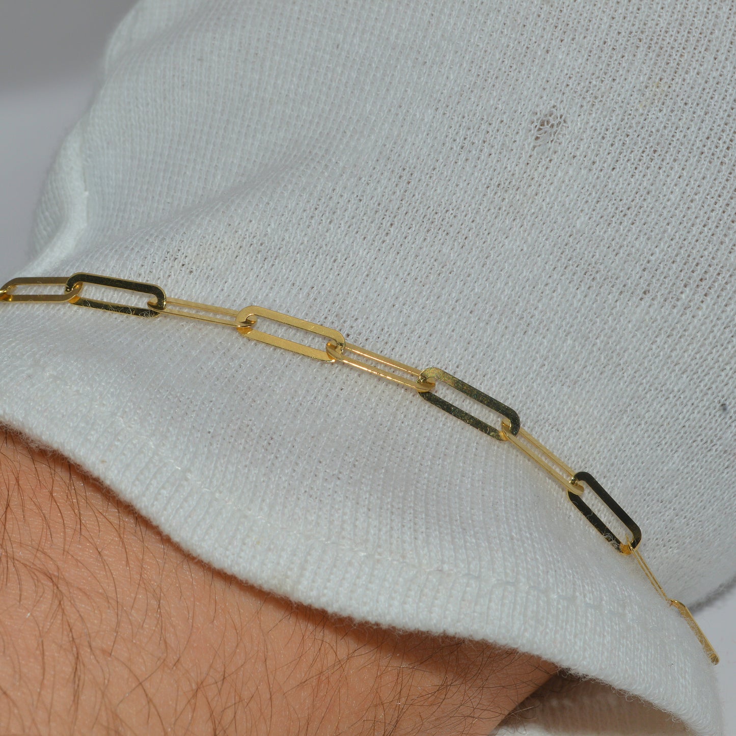 18ct Gold Paperclip Bracelet wrist 3