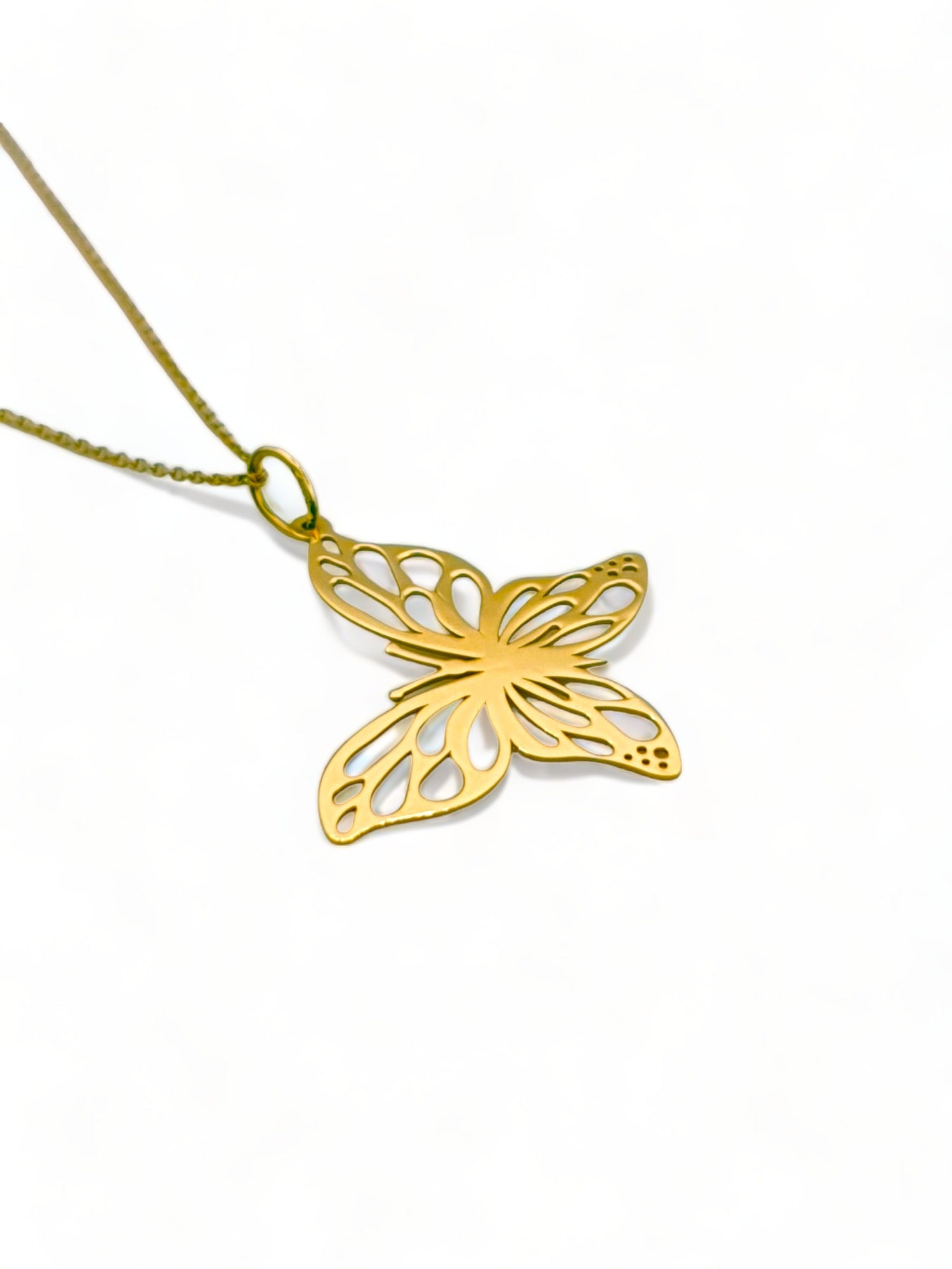 Solid 18ct gold women's butterfly necklace