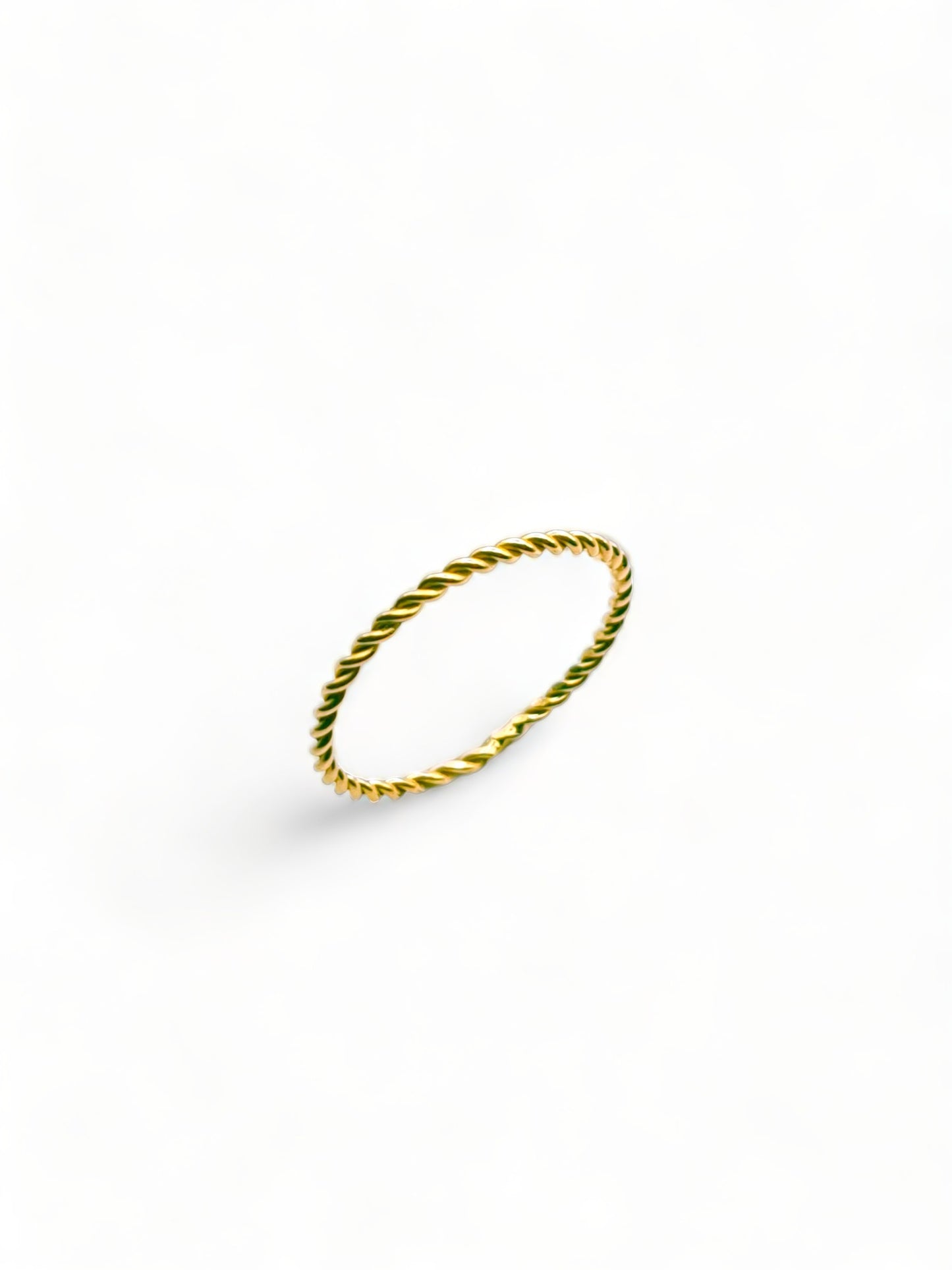 Solid 18ct Gold Women's Twist Ring, angled photo