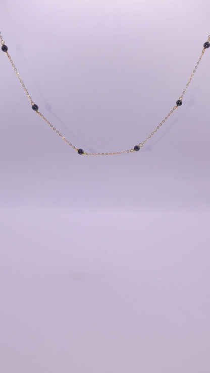 Solid 18ct Gold Women's Fancy Hematite Bead Necklace, product video