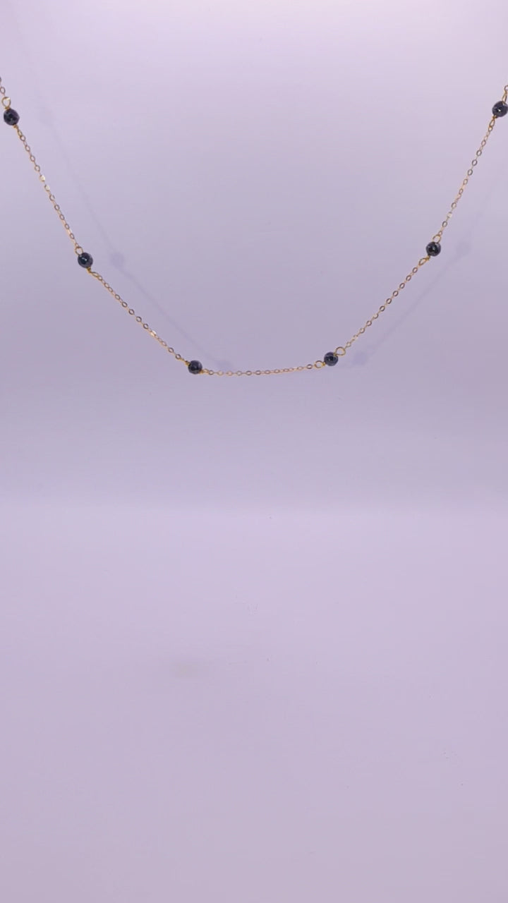 Solid 18ct Gold Women's Fancy Hematite Bead Necklace, product video