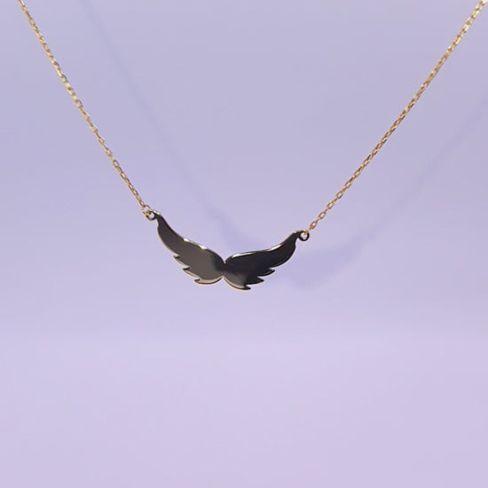 Solid 18ct gold women's Angel Wings Necklace Product Video