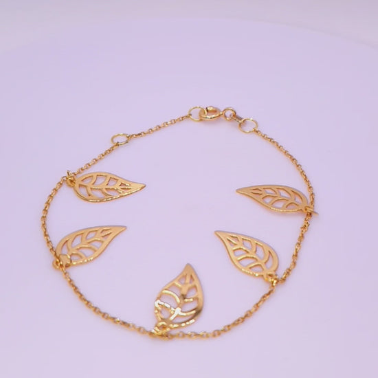 Solid 18ct Gold Women's Leaf Of Life Bracelet, product video