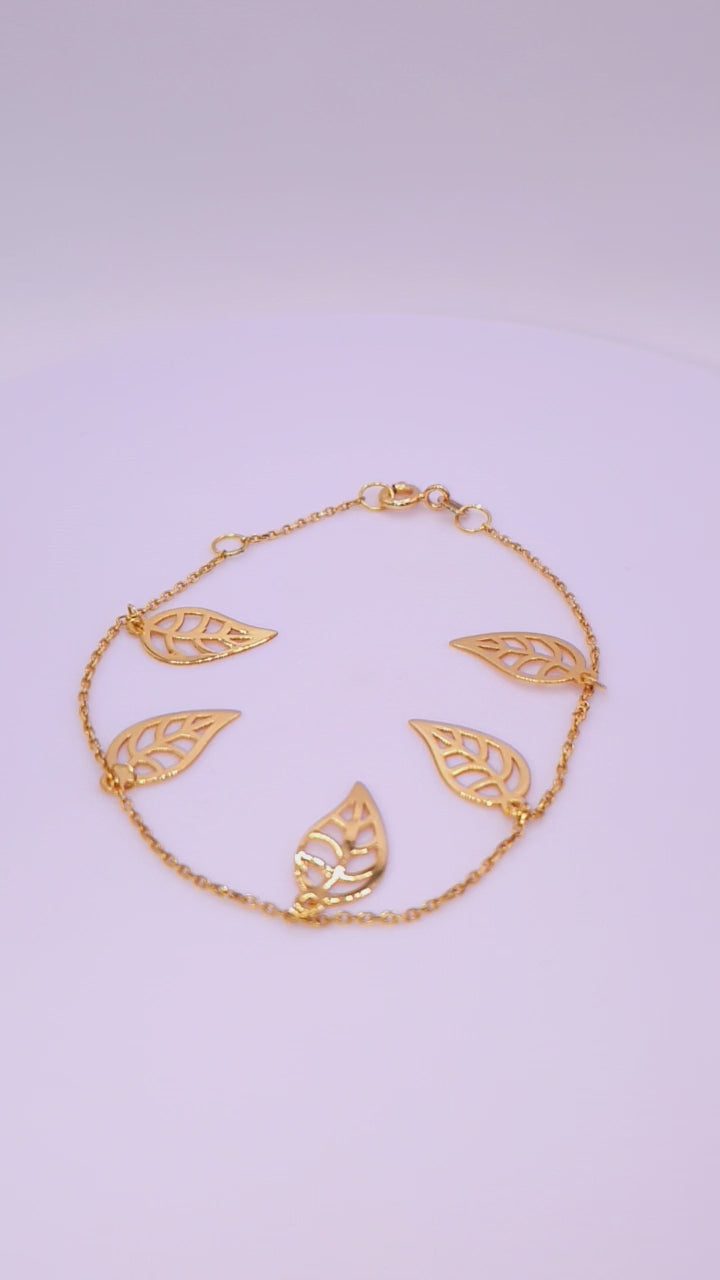 Solid 18ct Gold Women's Leaf Of Life Bracelet, product video