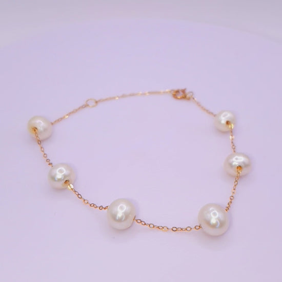 Solid 18ct Gold Women's Pearl Bracelet, product video