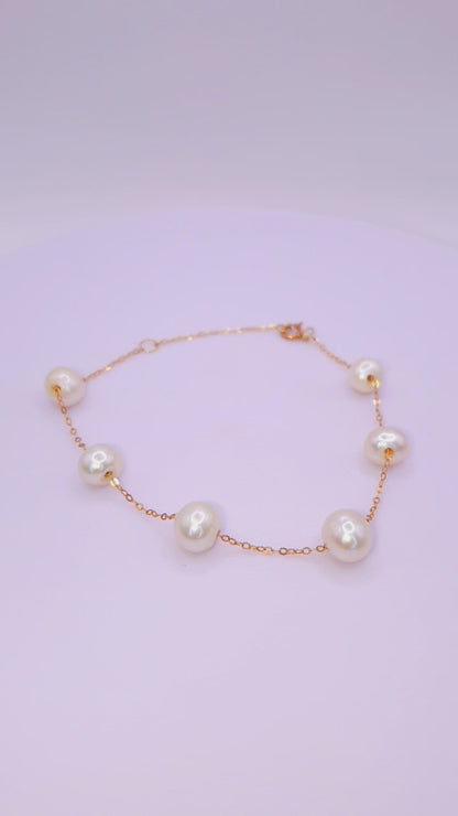 Solid 18ct Gold Women's Pearl Bracelet, product video