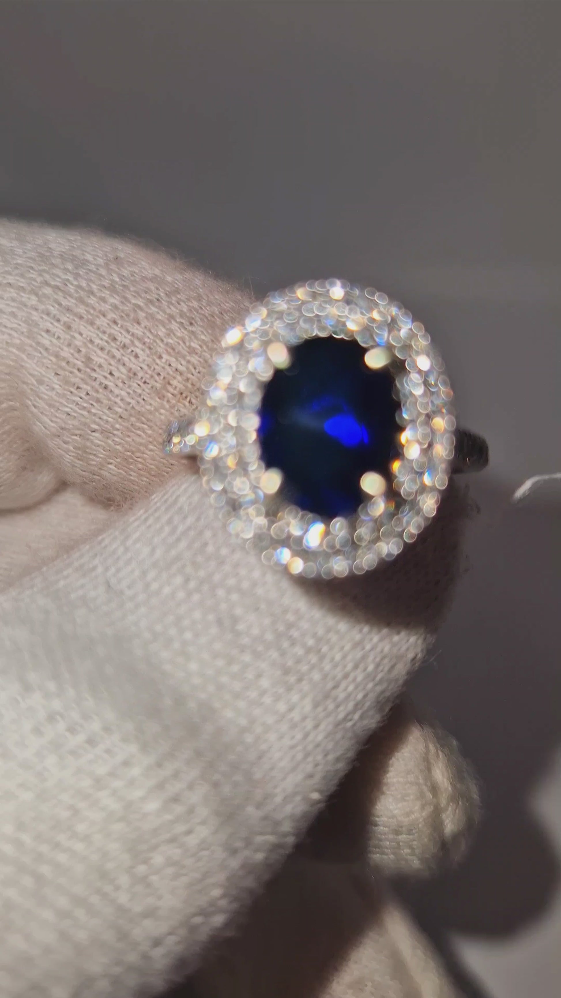 9ct White Gold - Sapphire & Diamond Double Row Cluster Ring video