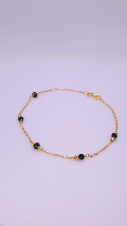 Solid 18ct Gold Women's - Gold & Onyx Bead Bracelet, product video