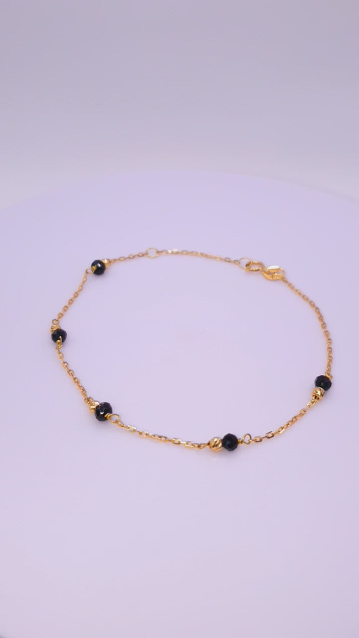 Solid 18ct Gold Women's - Gold & Onyx Bead Bracelet, product video