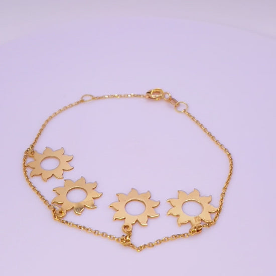 Solid 18ct Gold Women's Sun Child Bracelet, product video