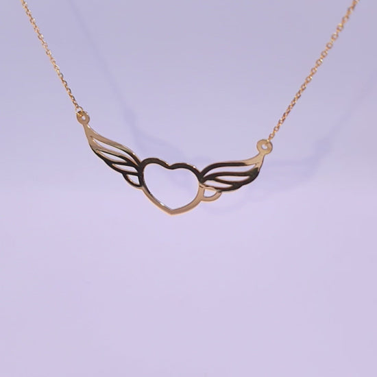 Solid 18ct Gold Women's Heart of an Angel Necklace, product video