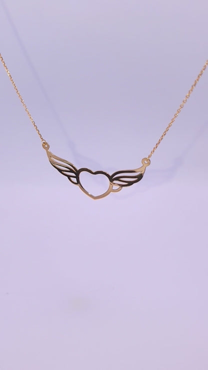 Solid 18ct Gold Women's Heart of an Angel Necklace, product video