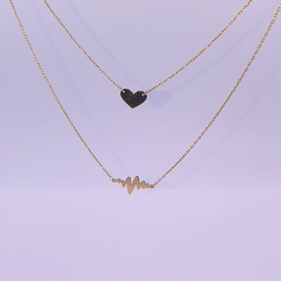 Solid 18ct Gold Women's Heartbeat Dual Necklace, product video