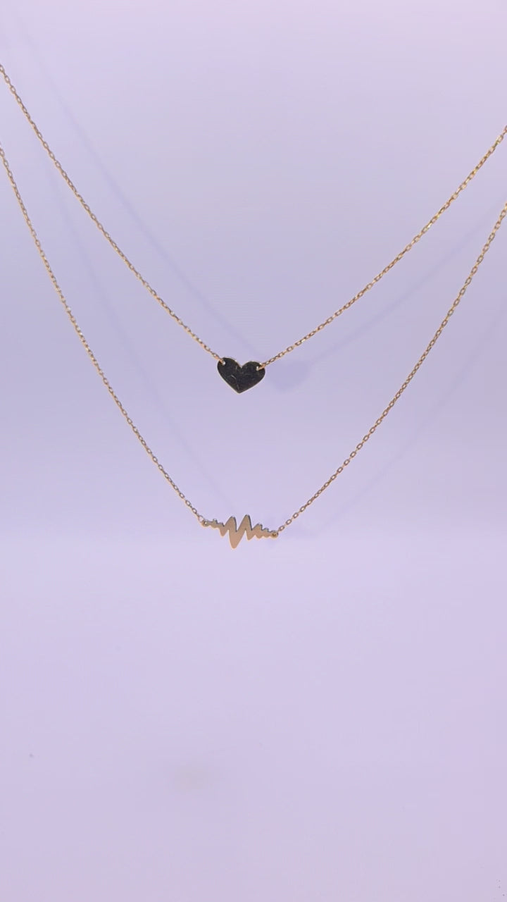 Solid 18ct Gold Women's Heartbeat Dual Necklace, product video