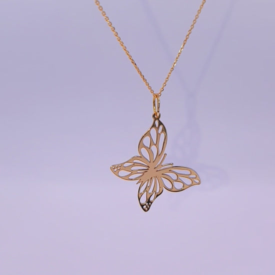 Solid 18ct gold women's butterfly necklace video