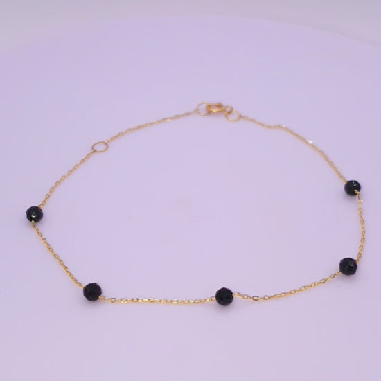 Solid 18ct Gold Women's Onyx Bead Bracelet, product video