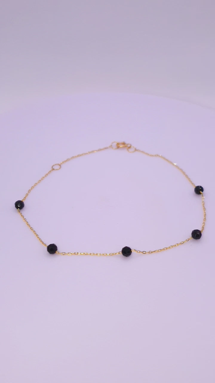 Solid 18ct Gold Women's Onyx Bead Bracelet, product video