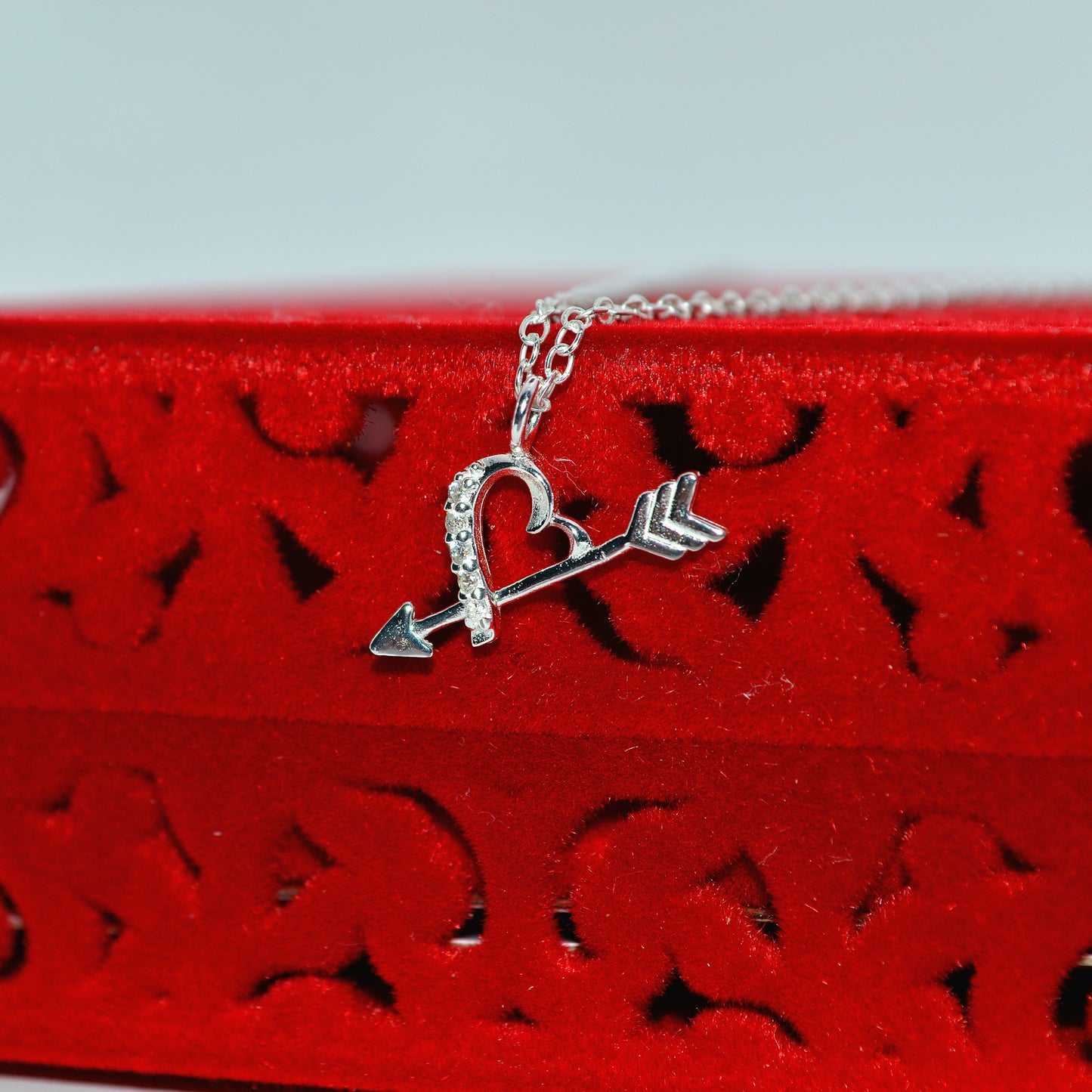 Sterling Silver - Cupids Arrow Necklace left angled far