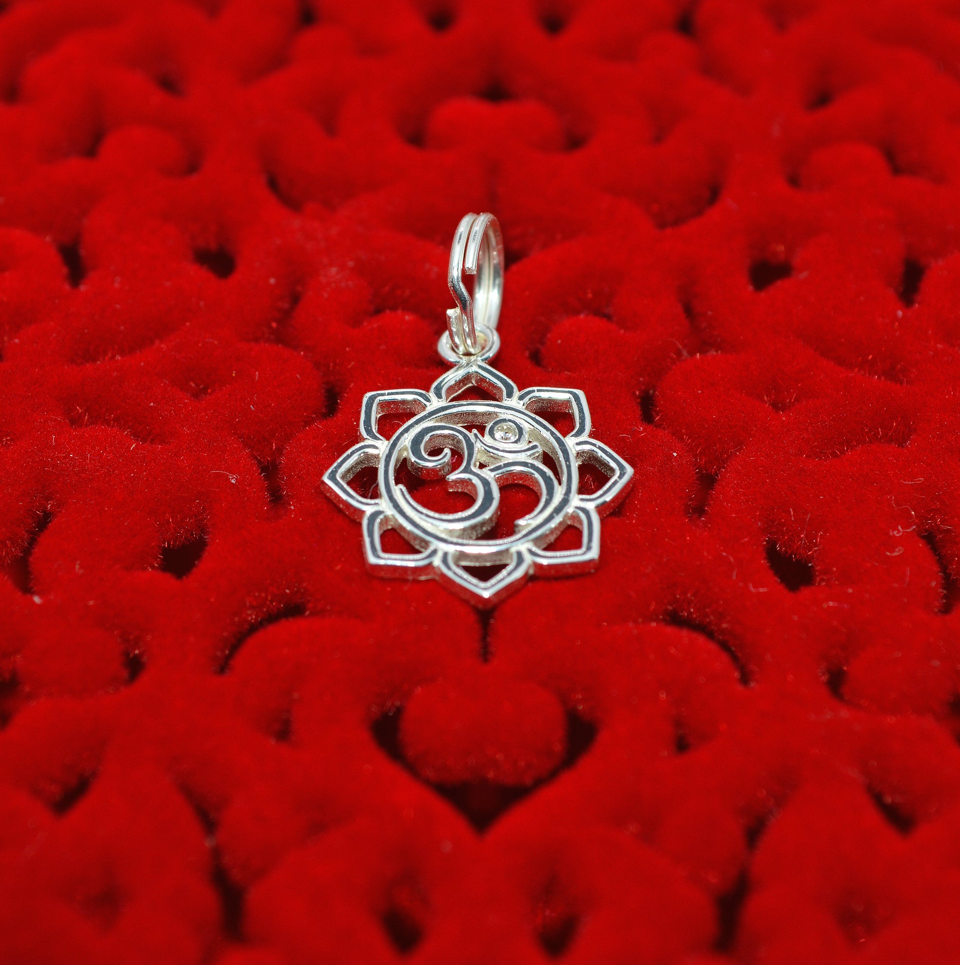 Sterling Silver - Cz Om Flower Charm front on