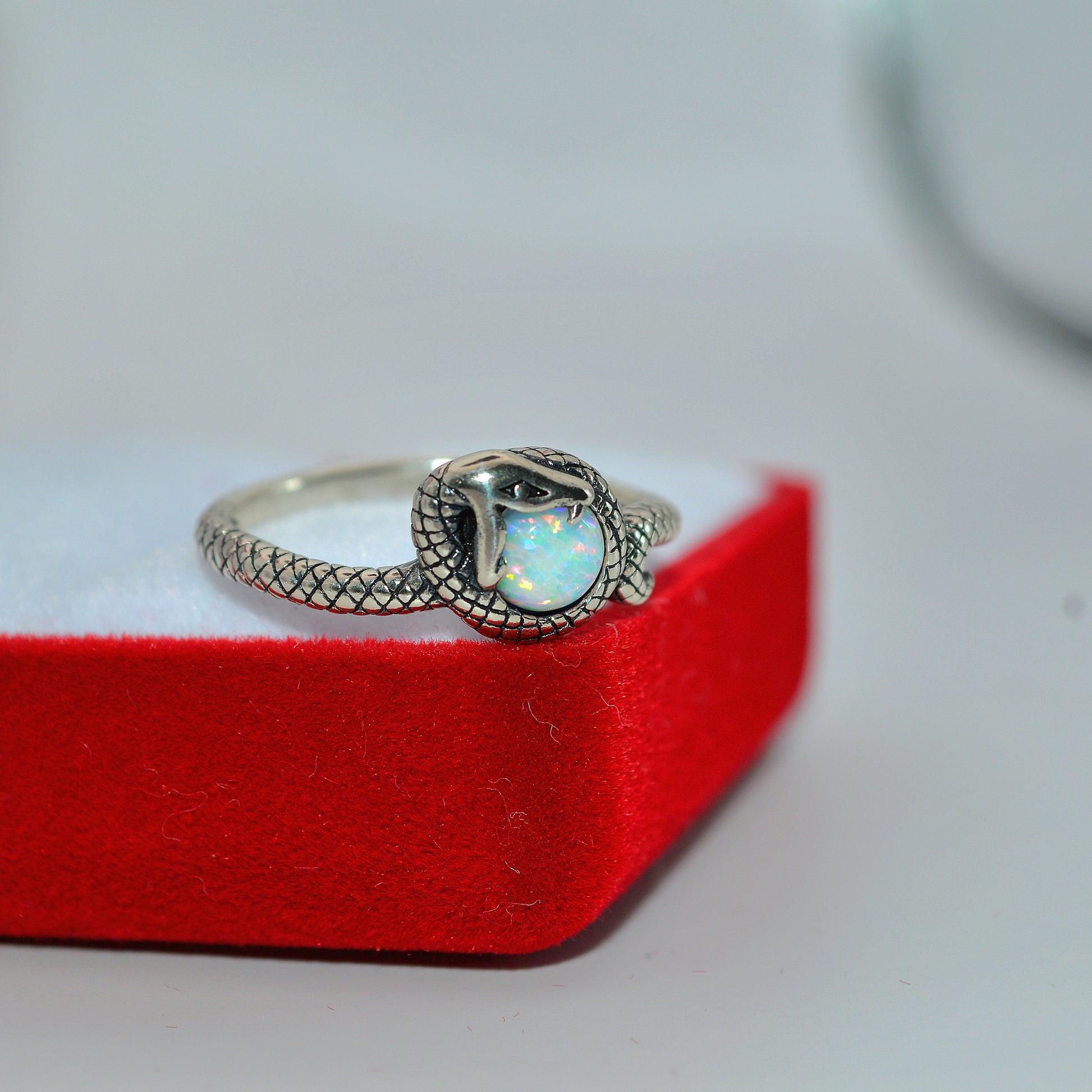 Sterling Silver - Snake Opal Ring right angled close