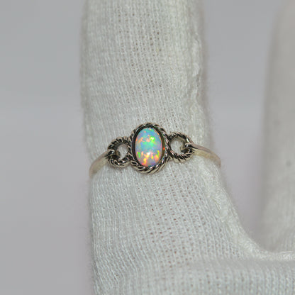 Sterling Silver - Opal Twist Ring finger top down