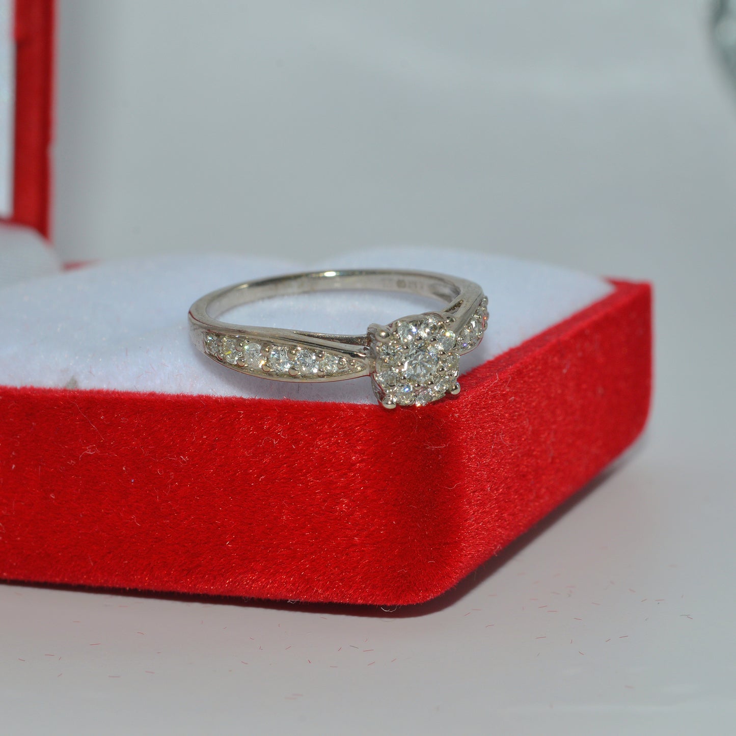 9ct White Gold - Princessa Diamond Ring right tilt