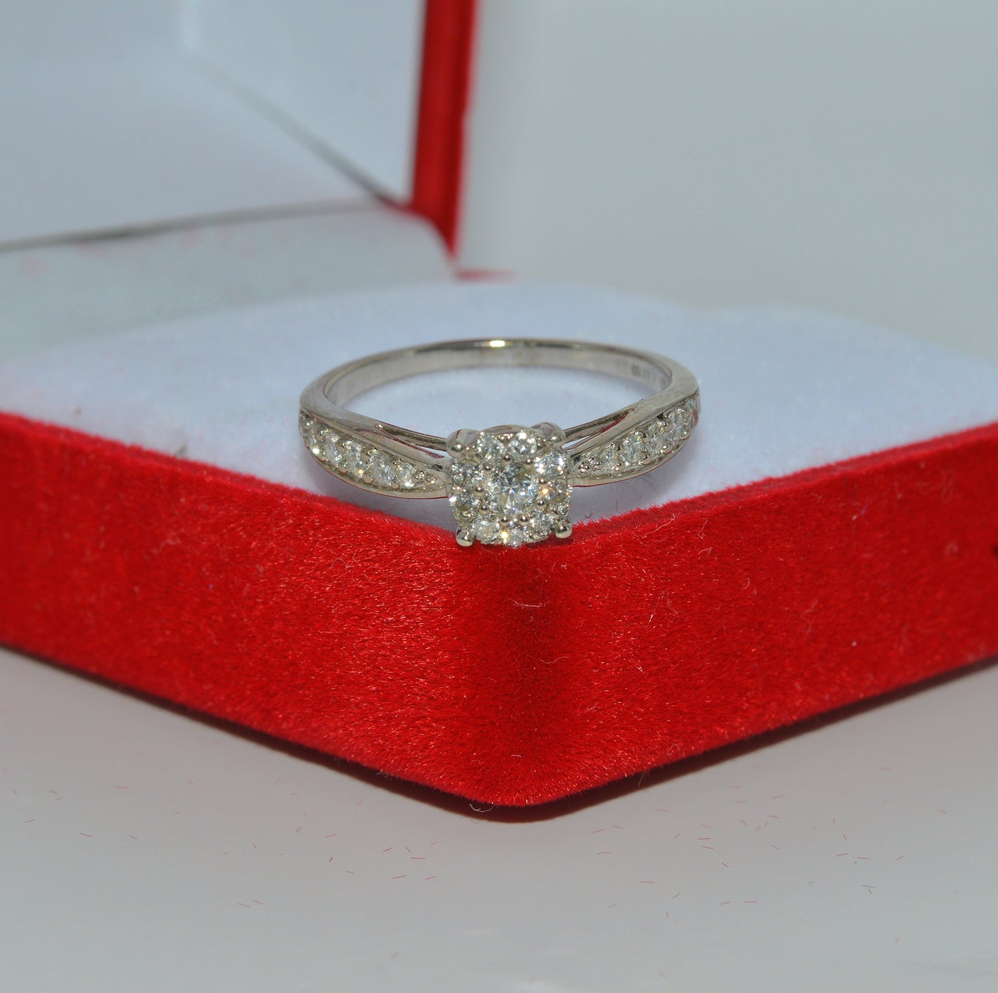 9ct White Gold - Princessa Diamond Ring front on