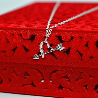 Sterling Silver - Cupids Arrow Necklace left angled close