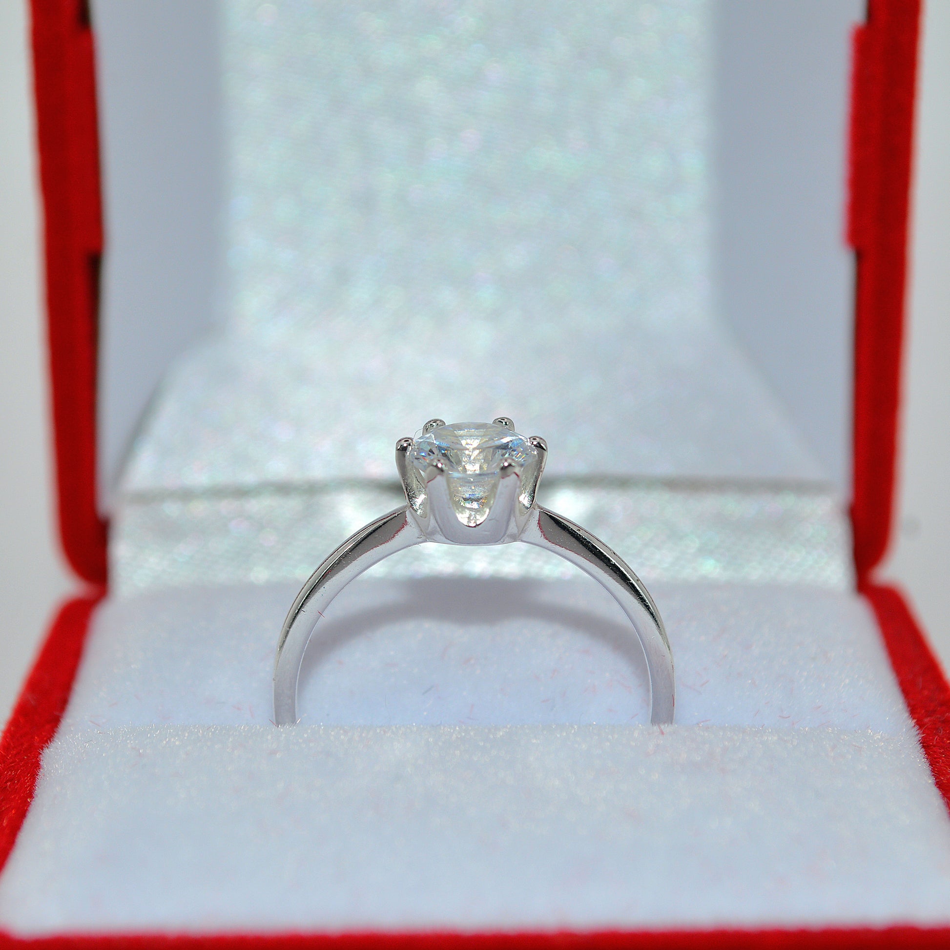 Sterling Silver - Cz Solitaire Ring upright front on