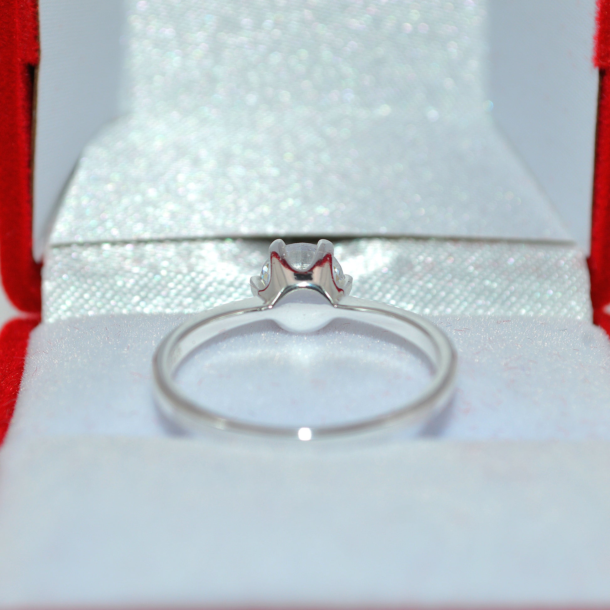 Sterling Silver - Cz Solitaire Ring back of mount