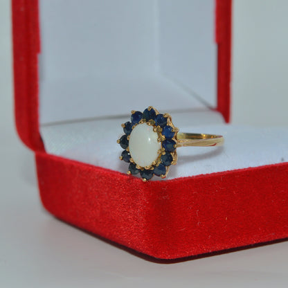 9ct Gold - Opal & Sapphire Ring left tilt