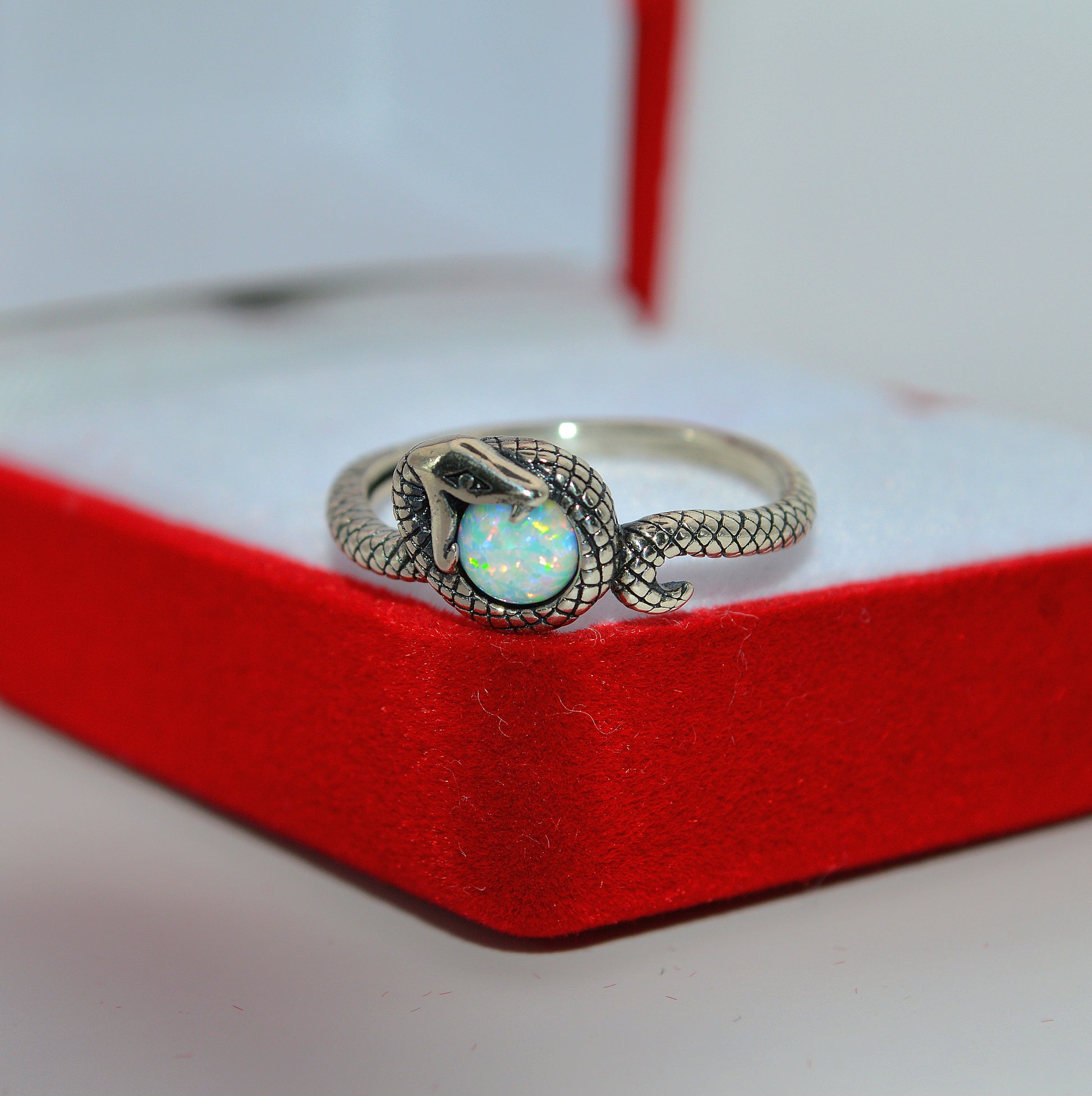 Sterling Silver - Snake Opal Ring front close