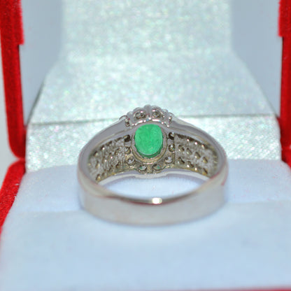 14ct Gold - Emerald & Diamond Statement Ring rear on