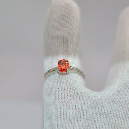 9ct White Gold - Orange Sapphire & Diamond Ring top down finger