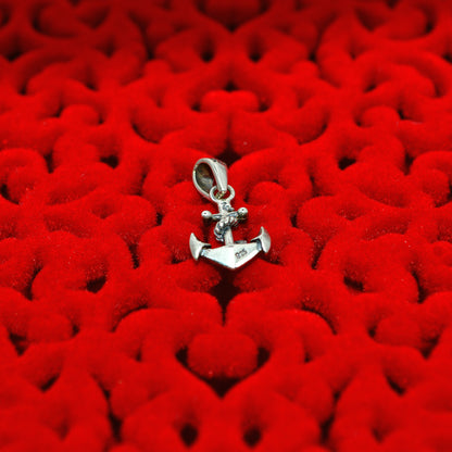 Sterling Silver - Anchor Pendant / Charm out of focus 925 stamp close