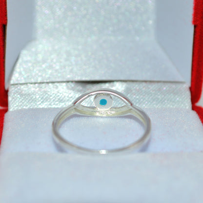 Sterling Silver - Evil Eye Ring back of eye close