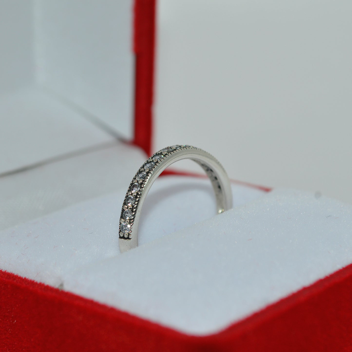 Sterling Silver - Cz Half Eternity Ring uproght