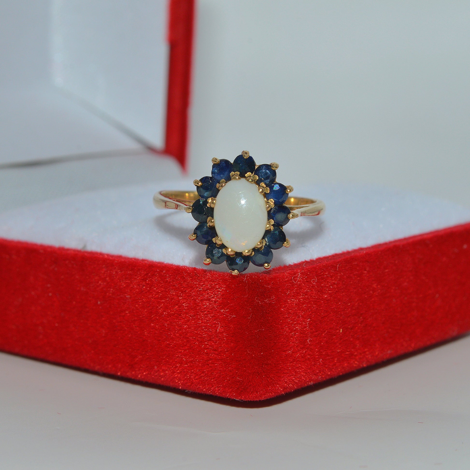 9ct Gold - Opal & Sapphire Ring front on