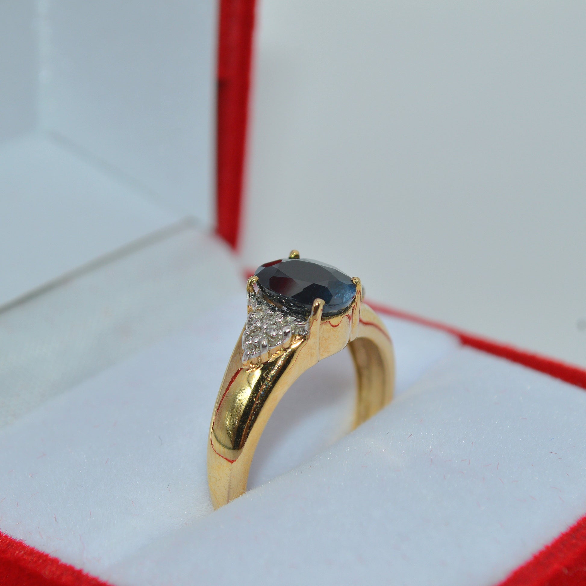 9ct Gold - Sapphire & Diamond Ring upright right tilt