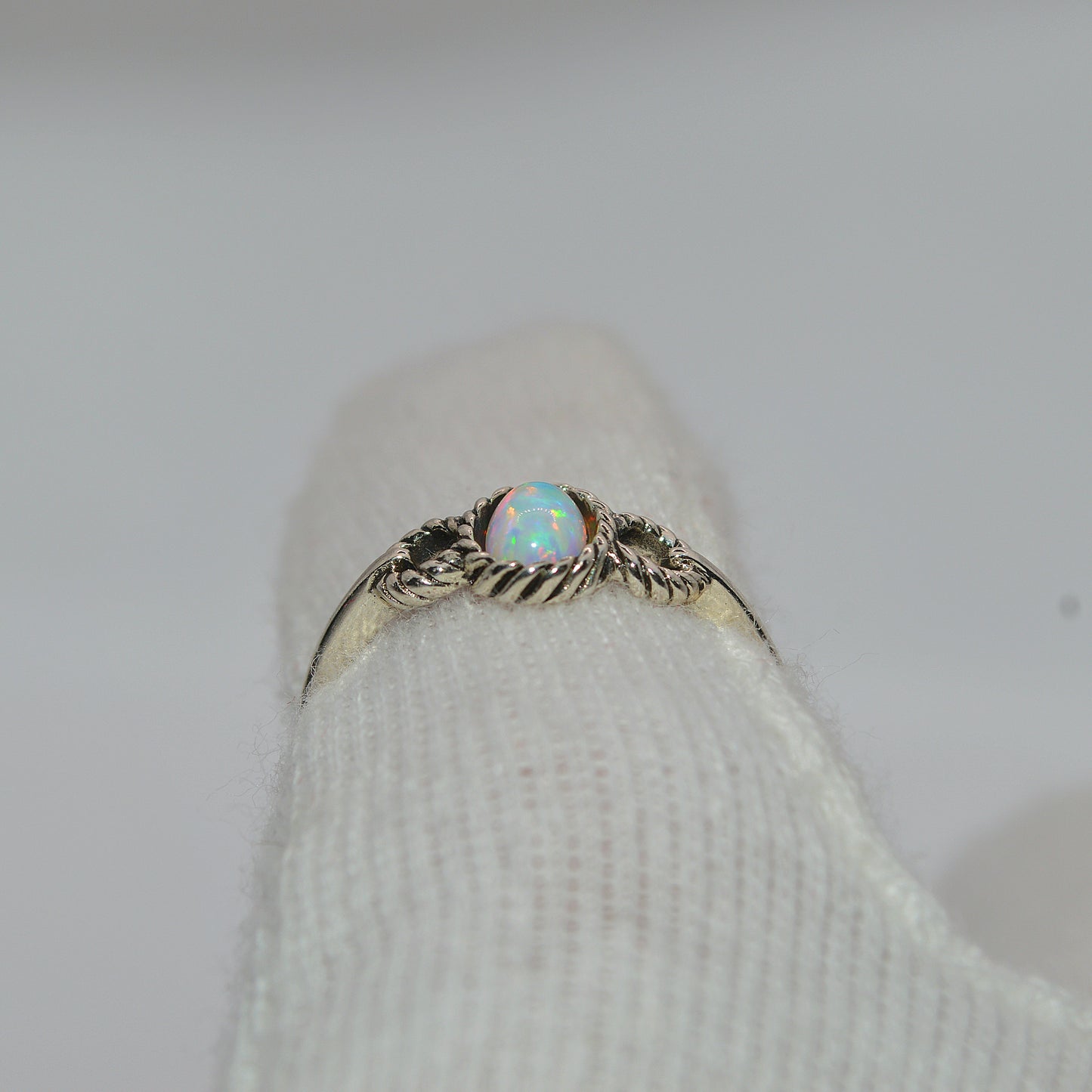 Sterling Silver - Opal Twist Ring back on 