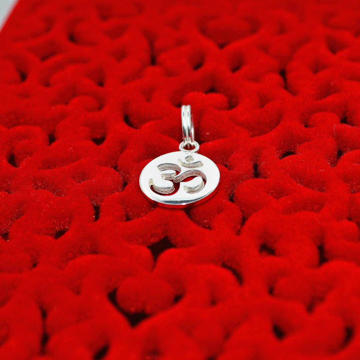 Sterling Silver - Om Charm angled left far