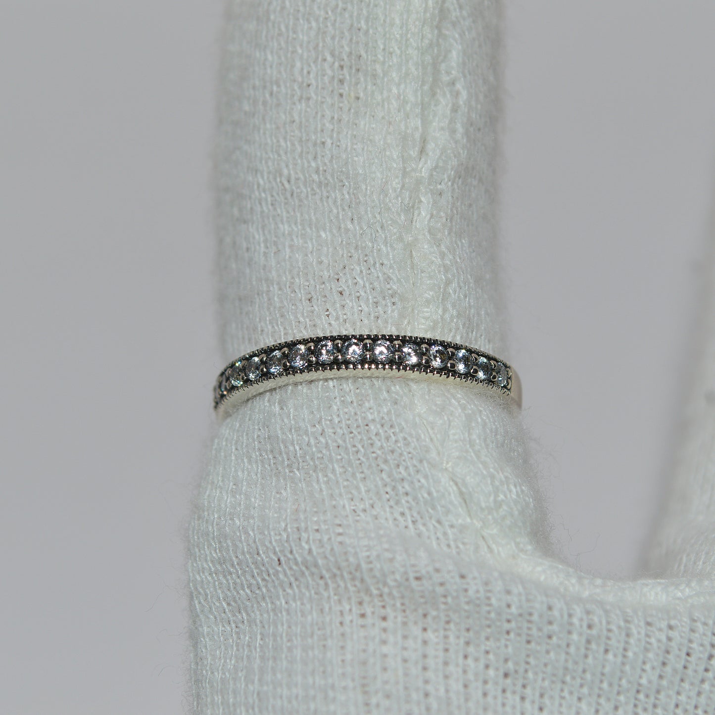 Sterling Silver - Cz Half Eternity Ring finger top down