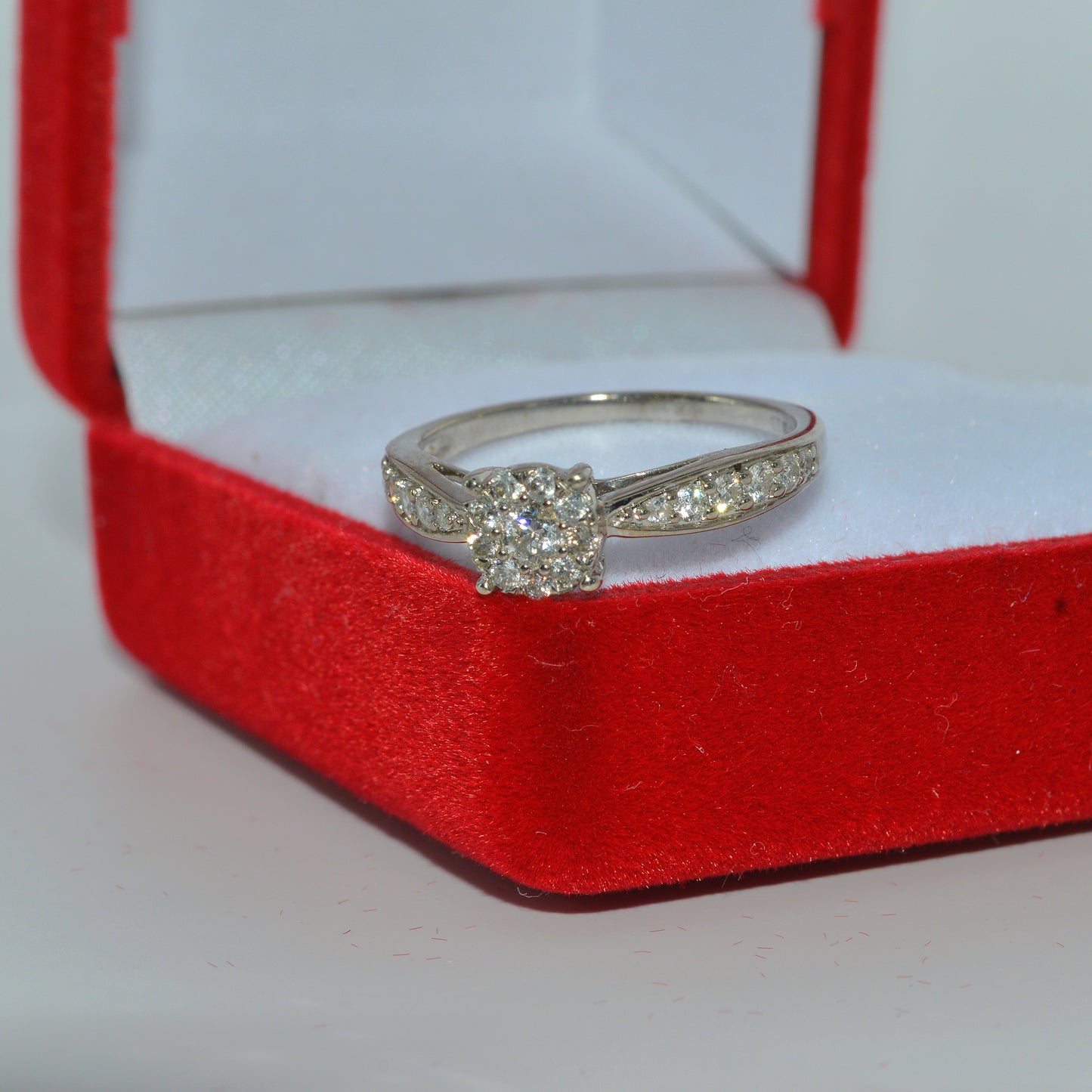 9ct White Gold - Princessa Diamond Ring left tilt