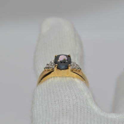 9ct Gold - Sapphire & Diamond Ring rear on finger