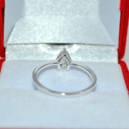 Sterling Silver - Pear Cut Cz Solitaire Ring back of mount