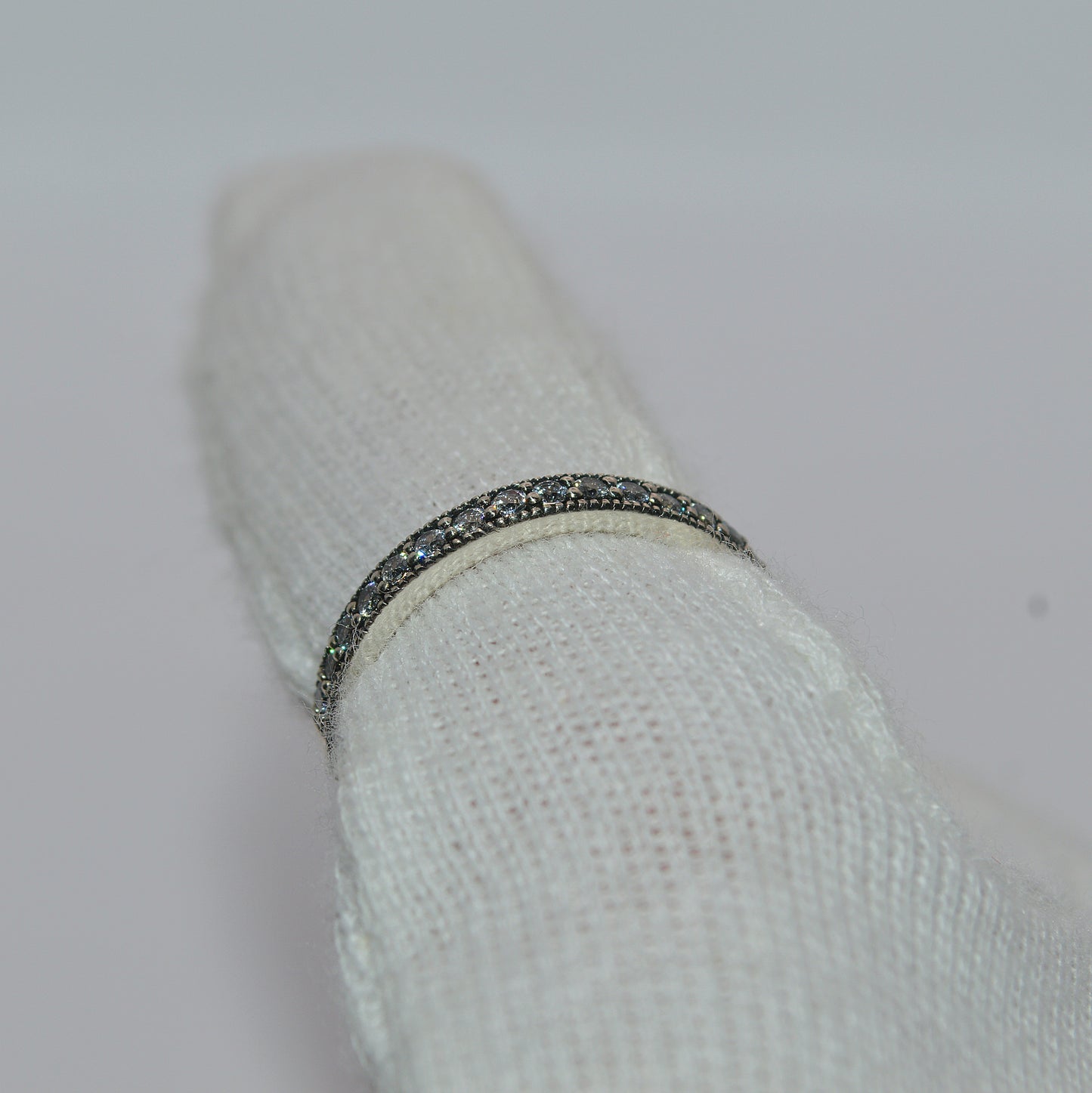 Sterling Silver - Cz Half Eternity Ring right tilt finger far