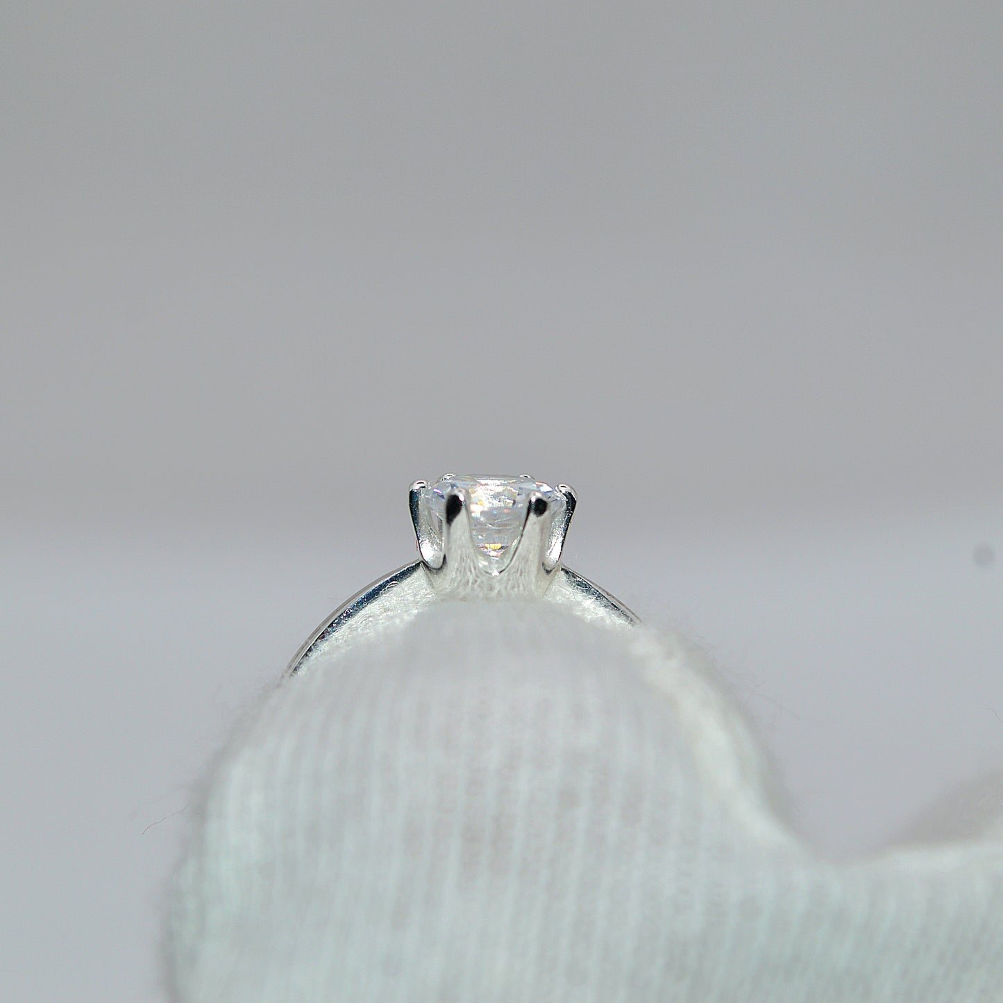 Sterling Silver - Cz Solitaire Ring back of mount finger