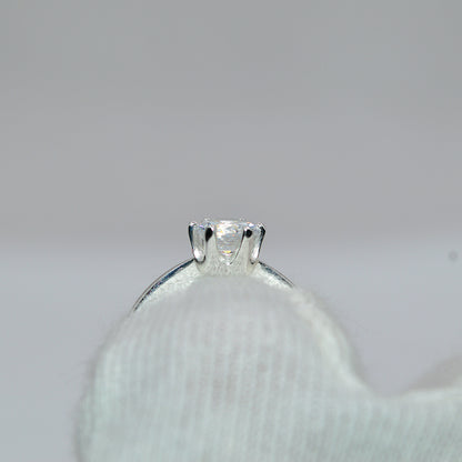 Sterling Silver - Cz Solitaire Ring back of mount finger