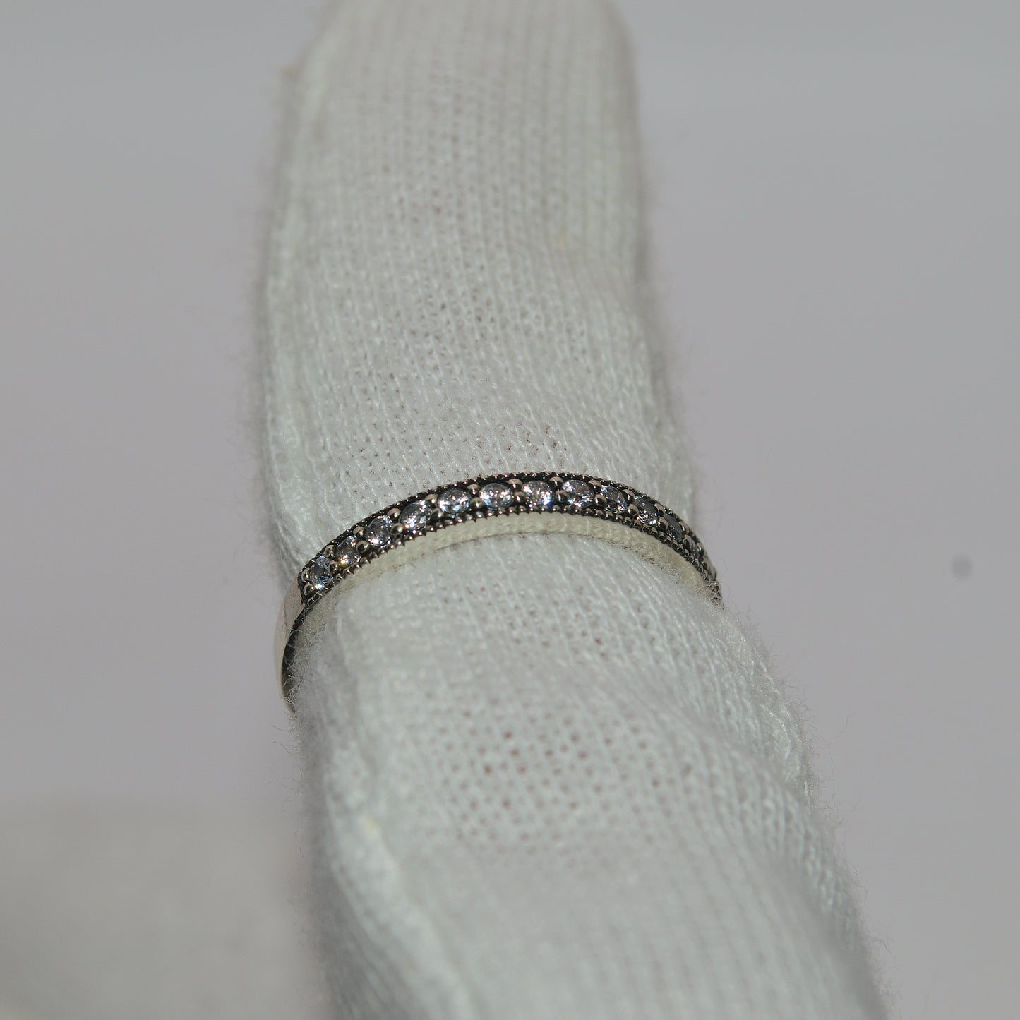 Sterling Silver - Cz Half Eternity Ring right tilt finger